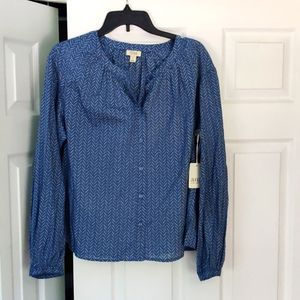 a.n.a large blue and white button up shirt